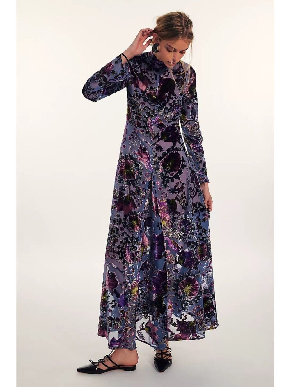 Free People Bali Painterly Paisley Velvet Maxi Dress NWT Medium
